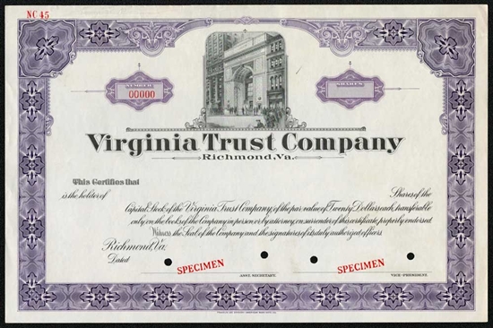 Tiffany & Co., 1970s Specimen Stock Certificate