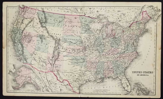 United States of America Map - 1870