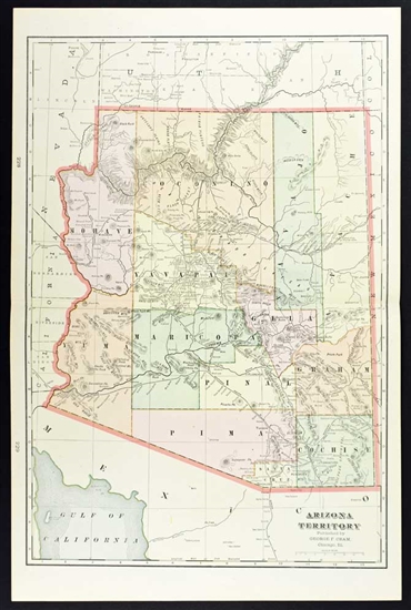 Antique Map of the Arizona Territory - Cram 1901