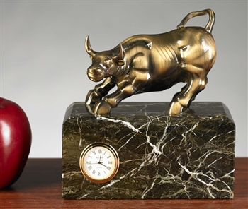 Stock Market Bull Clock | Wall Street Desk Clock