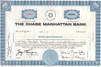 Stock certificate Chase Manhattan bank Payee Myers & Co, Broker Salomon  Brothers