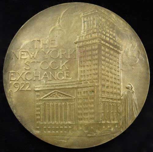 RARE 1922 NYSE Commemorative Medal Stock Exchange Coin